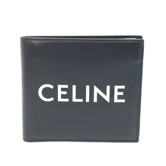 AUTHENTIC CELINE 10C873DME logo Bi-fold wallet Folded wallet Leather Black - Picture 1 of 12